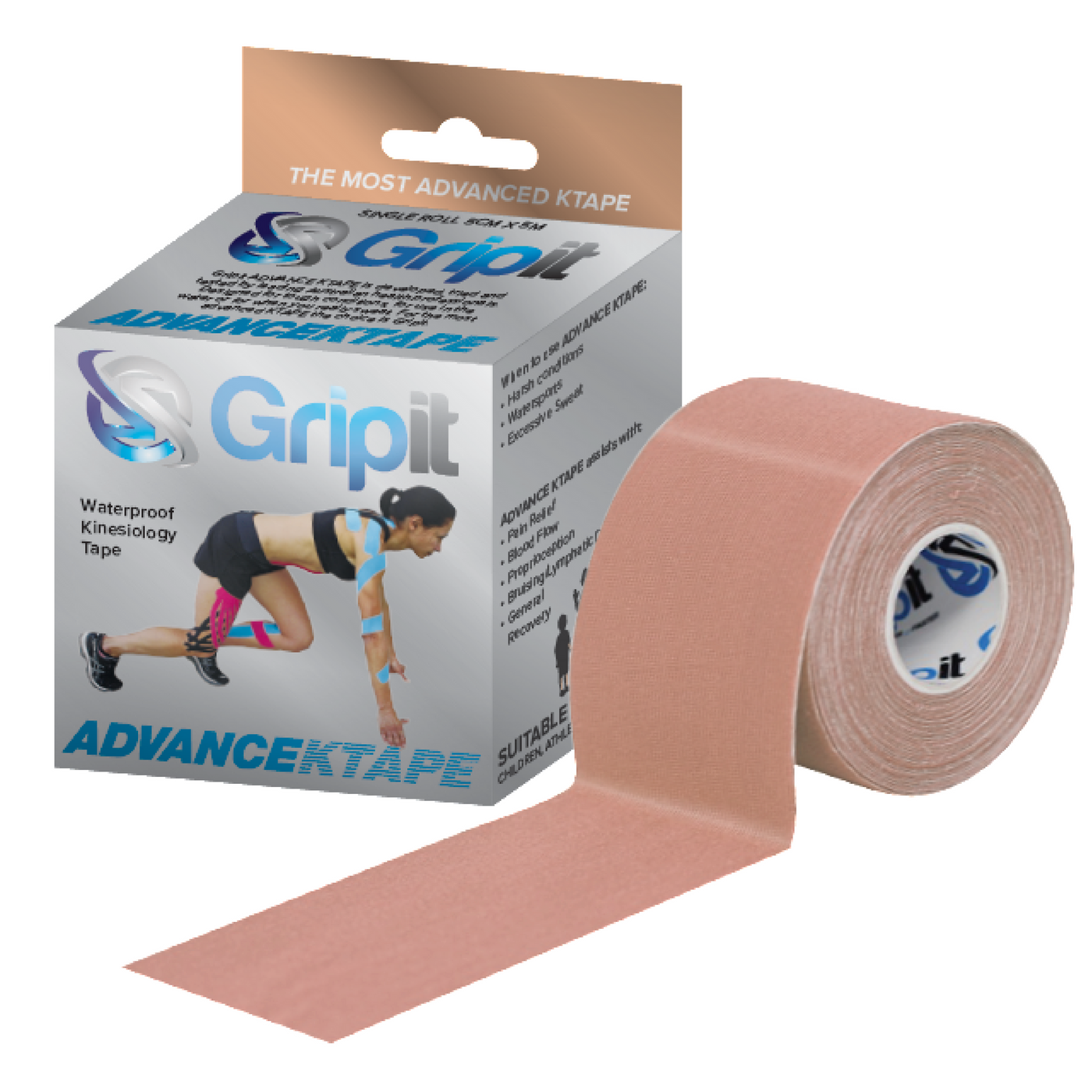 Gripit – Advance  Ktape 50mm Tan - product and packaging box
